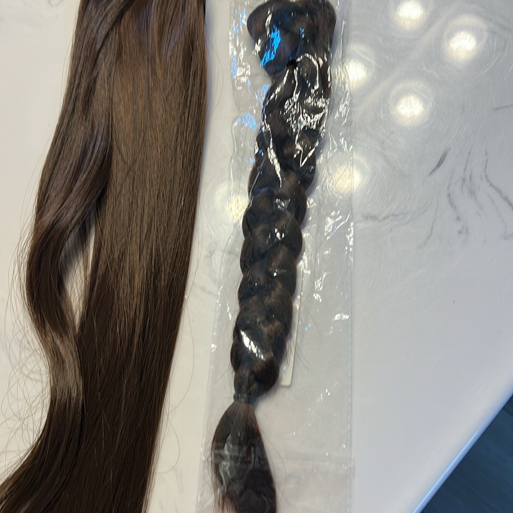 Brown Hair Extension ponytail and braided ponytail new in packaging